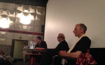 Burkina Faso : Thomas Sankara, l’espoir assassiné Christophe Cupelin (1er plan), Jean Ziegler et Pascal Knoerr en avant première de